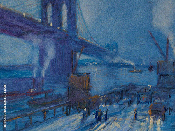 View of Brooklyn Bridge by Jonas Lie | Oil Painting Reproduction