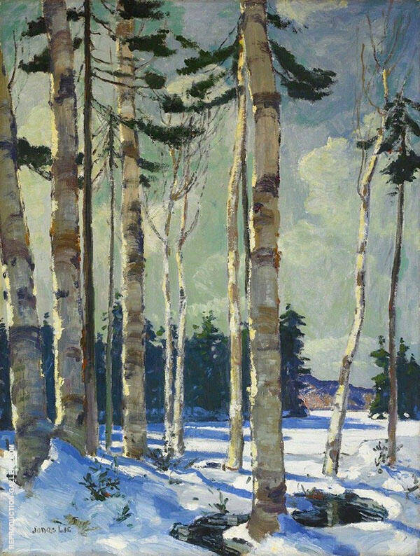 Winter Birches by Jonas Lie | Oil Painting Reproduction