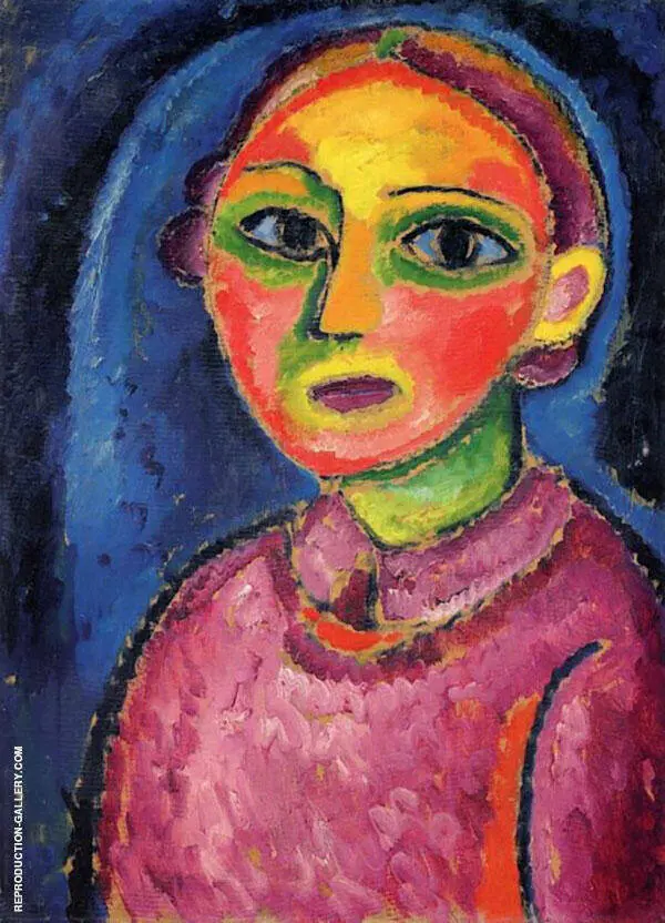 Bust of a Woman in a Red Robe By Alexej von Jawlensky