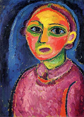 Bust of a Woman in a Red Robe By Alexej von Jawlensky