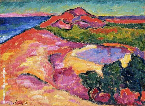 Coast Scene with Red Hill By Alexej von Jawlensky