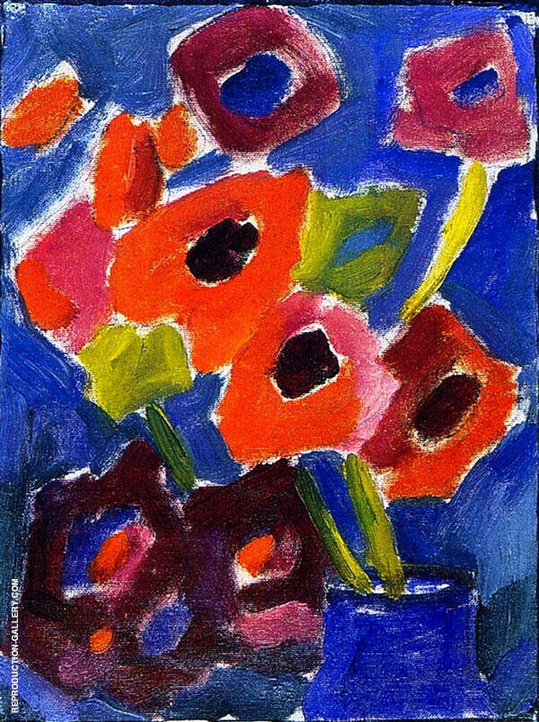 Flowers in a Blue Vase by Alexej von Jawlensky | Oil Painting Reproduction