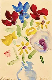 Flowers in Blue Vase 1864 By Alexej von Jawlensky