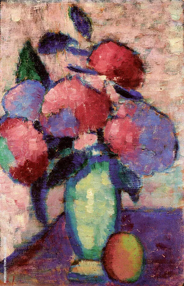Flowers in Green Vase By Alexej von Jawlensky