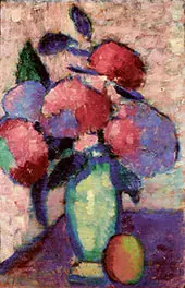 Flowers in Green Vase By Alexej von Jawlensky