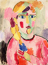 Girl with Blue Eyes and a Ponytail By Alexej von Jawlensky