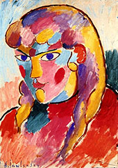 Girl with Blue Eyes and Two Plaits By Alexej von Jawlensky