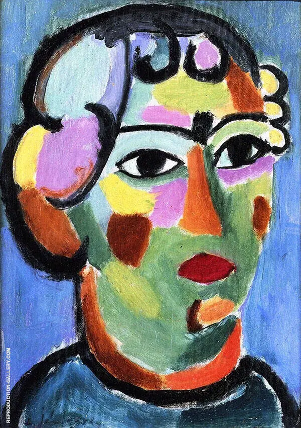 Head in Green Colors By Alexej von Jawlensky