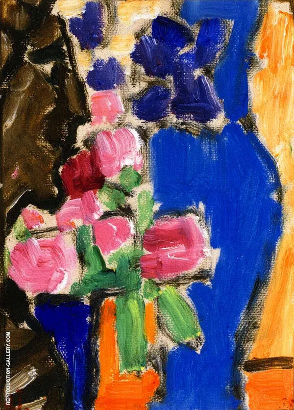 Still Life Flower Still LIfe with Vase and Figure Semi Profile By Alexej von Jawlensky