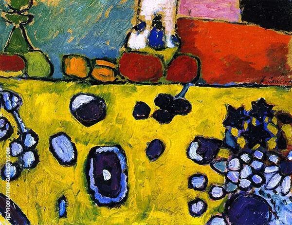 Still LIfe with Colored Tablecloth By Alexej von Jawlensky