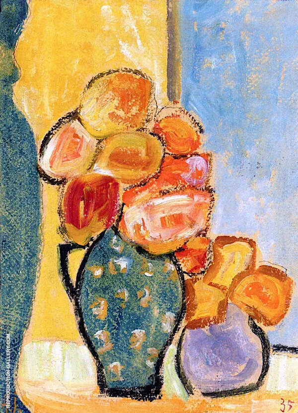 Still Life with Three Flower Vases By Alexej von Jawlensky