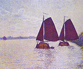 Barges on The River Scheldt 1892 By Theo van Rysselberghe