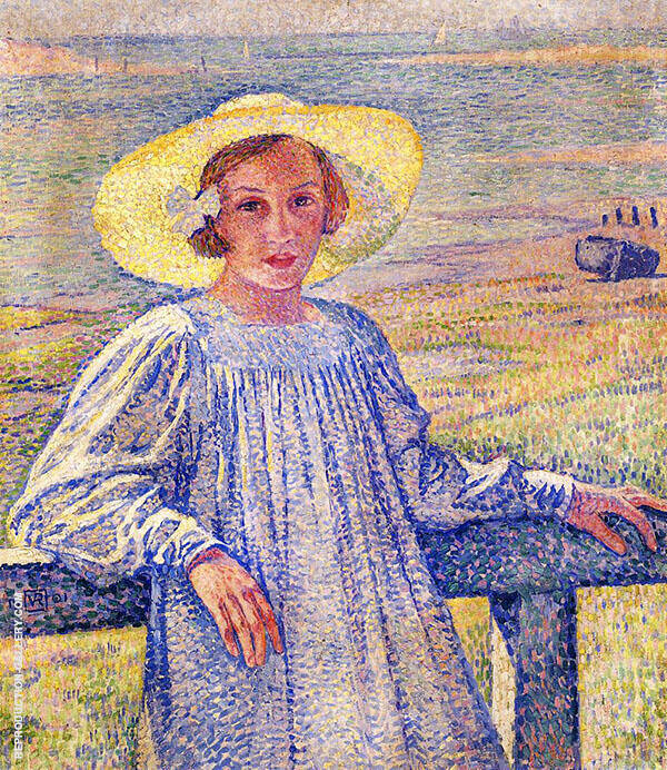Elisabeth van Rysselberghe in a Straw Hat | Oil Painting Reproduction
