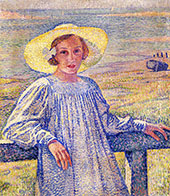 Elisabeth van Rysselberghe in a Straw Hat By Theo van Rysselberghe