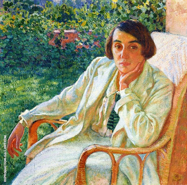 Elizabeth van Rysselberghe in a Cane Chair | Oil Painting Reproduction