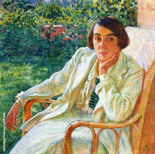 Elizabeth van Rysselberghe in a Cane Chair By Theo van Rysselberghe