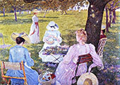 Family in The Orchard 1890 By Theo van Rysselberghe