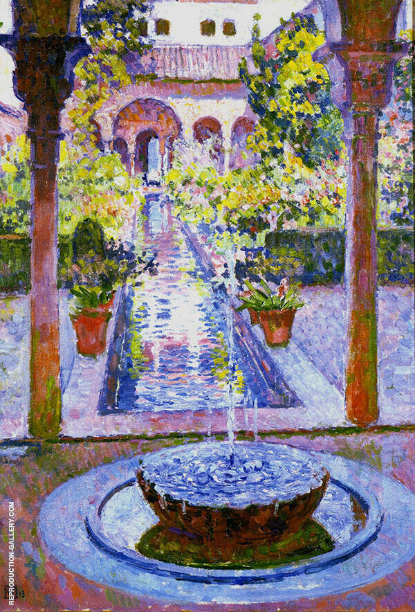 Fountain at The Generalife in Grenada | Oil Painting Reproduction