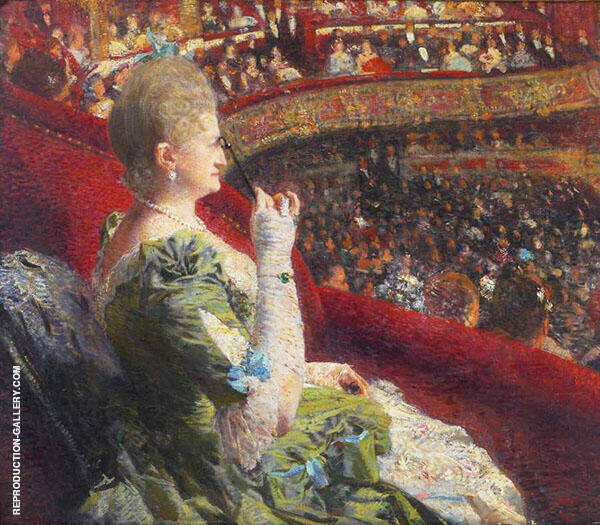 Madame Edmond Picard in The Box of Theatre de la Monnaie 1887 | Oil Painting Reproduction