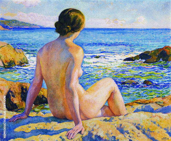 Swimmer Resting by Theo van Rysselberghe | Oil Painting Reproduction