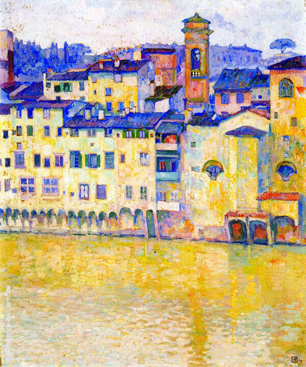 The Arno in Florence by Theo van Rysselberghe | Oil Painting Reproduction