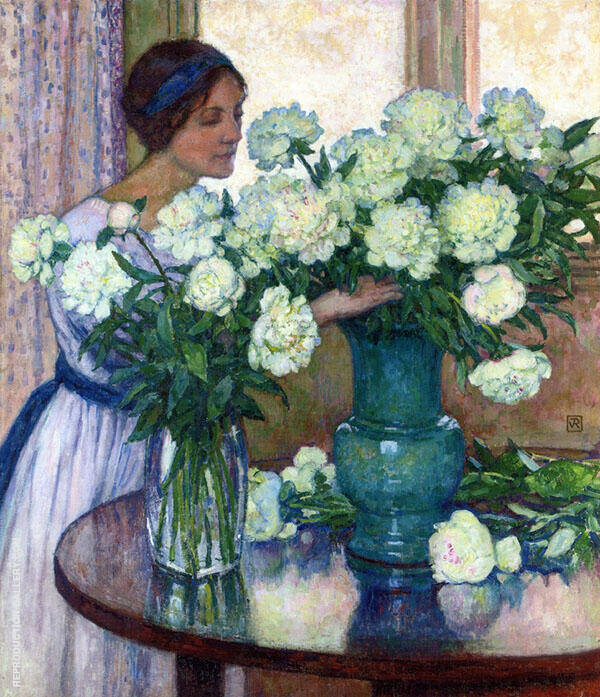 White Peonies by Theo van Rysselberghe | Oil Painting Reproduction