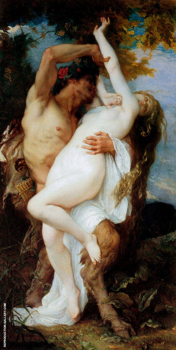 Nymph and Satyr 1860 by Alexandre Cabanel | Oil Painting Reproduction