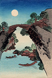 Bridge and The Moon By Katsushika Hokusai