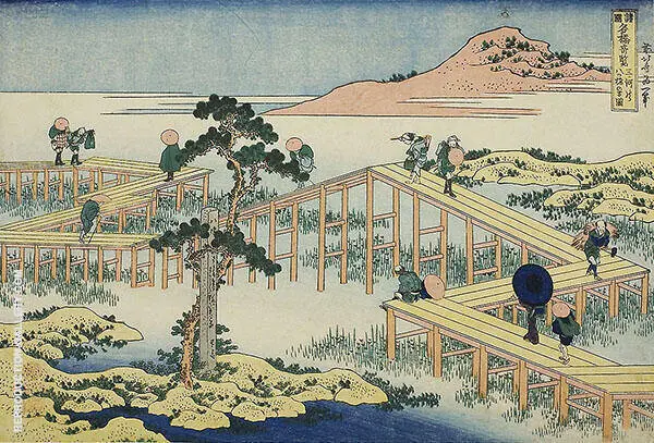 Eight Planked Bridge in Mikawa Province By Katsushika Hokusai
