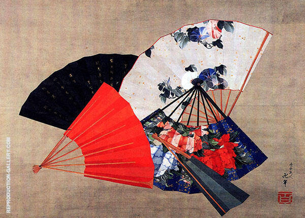 Five Fans by Katsushika Hokusai | Oil Painting Reproduction