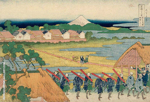 Fuji Seen in The Distance from The Senju Pleasure Quarter | Oil Painting Reproduction