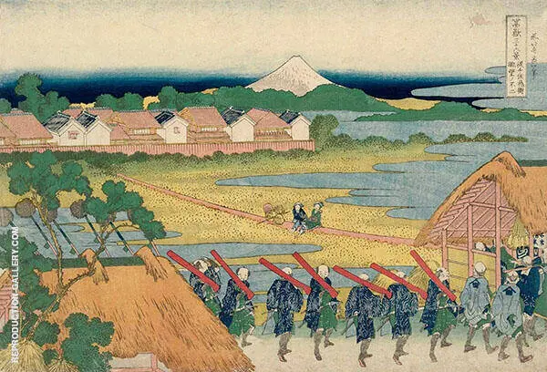 Fuji Seen in The Distance from The Senju Pleasure Quarter By Katsushika Hokusai