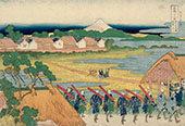 Fuji Seen in The Distance from The Senju Pleasure Quarter By Katsushika Hokusai