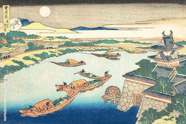 Moonlight on The Yodo River By Katsushika Hokusai
