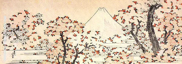 Mount Fuji Seen Through Cherry Blossom By Katsushika Hokusai
