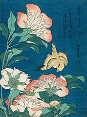 Peonies and Canary By Katsushika Hokusai