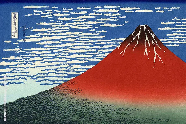 Red Fuji Southern Wind Clear Morning By Katsushika Hokusai