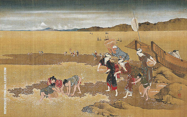 Shell Gathering by Katsushika Hokusai | Oil Painting Reproduction