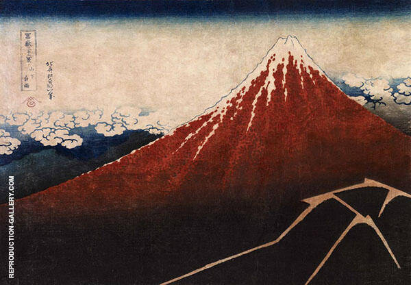 Storm Below The Mountain Fuji above The Lightning | Oil Painting Reproduction