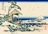 Tea House at Koishikawa The Morning after a Snowfall By Katsushika Hokusai
