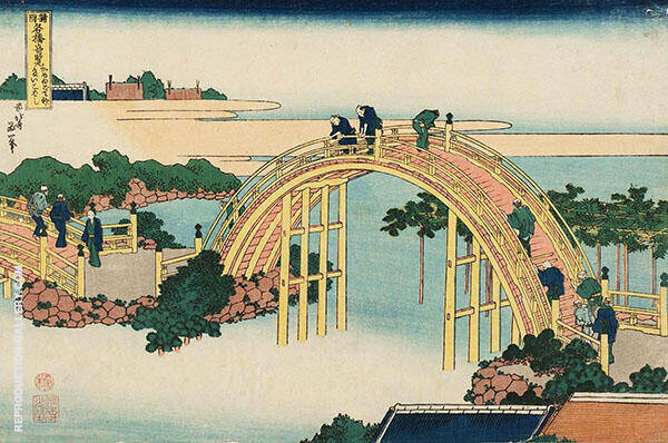 The Drum Bridge at Kameido Tenjin Shrine c.1834 | Oil Painting Reproduction