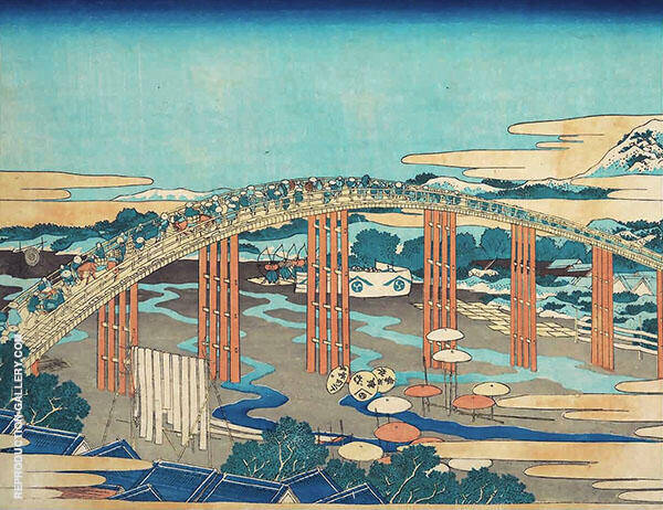 The Japanese Bridge by Katsushika Hokusai | Oil Painting Reproduction