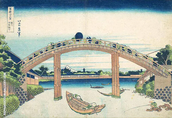 Under The Mannen Bridge at Fukagawa By Katsushika Hokusai