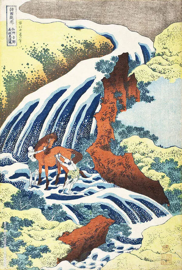 Waterfall in Yoshino By Katsushika Hokusai