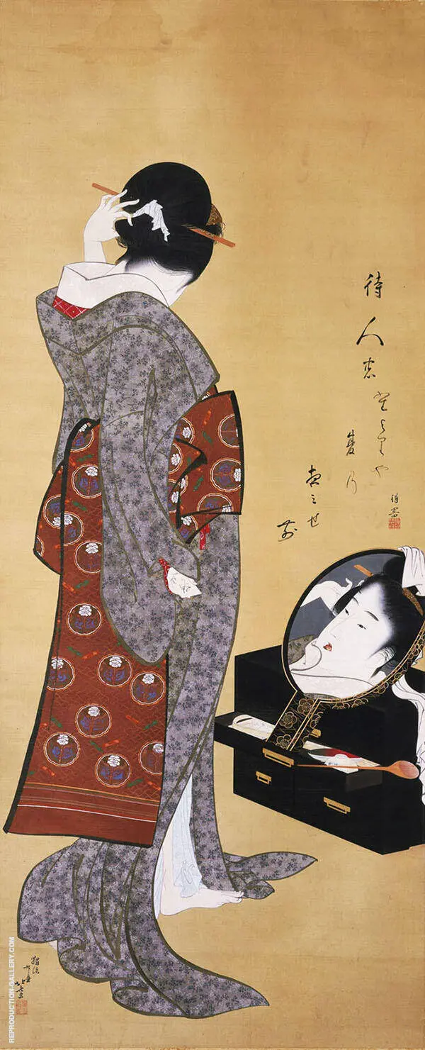 Woman Looking at Herself By Katsushika Hokusai