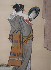 Woman Looking in Mirror By Katsushika Hokusai