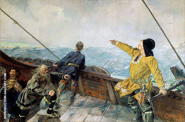 Leiv Eirikson Discovering America 1893 | Oil Painting Reproduction