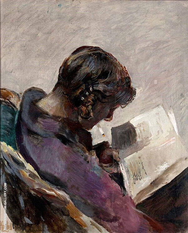 Lesende Pike Reading by Christian Krohg | Oil Painting Reproduction