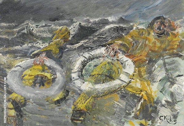 Lifeboat Men in a Storm by Christian Krohg | Oil Painting Reproduction