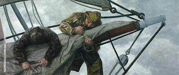 Reefing The Sails By Christian Krohg